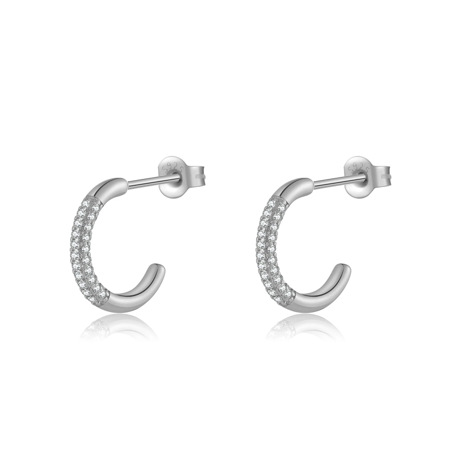 Brincos retrô simples de prata esterlina com strass, combinam com tudo. Um acessório elegante e versátil para realçar seu visual diário. — foto 16