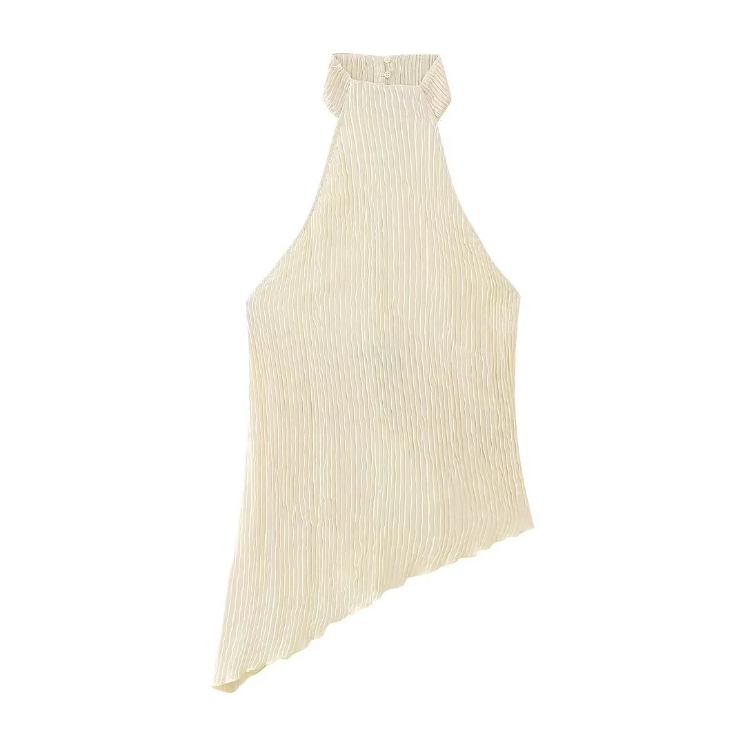 Title 4, Blusa francesa assimétrica com gola halter femi...