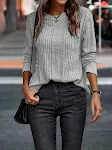Women's Casual Solid Color Warm Long Sleeve T-shirt for everyday comfort and style. A versatile addition to your wardrob — photo 12