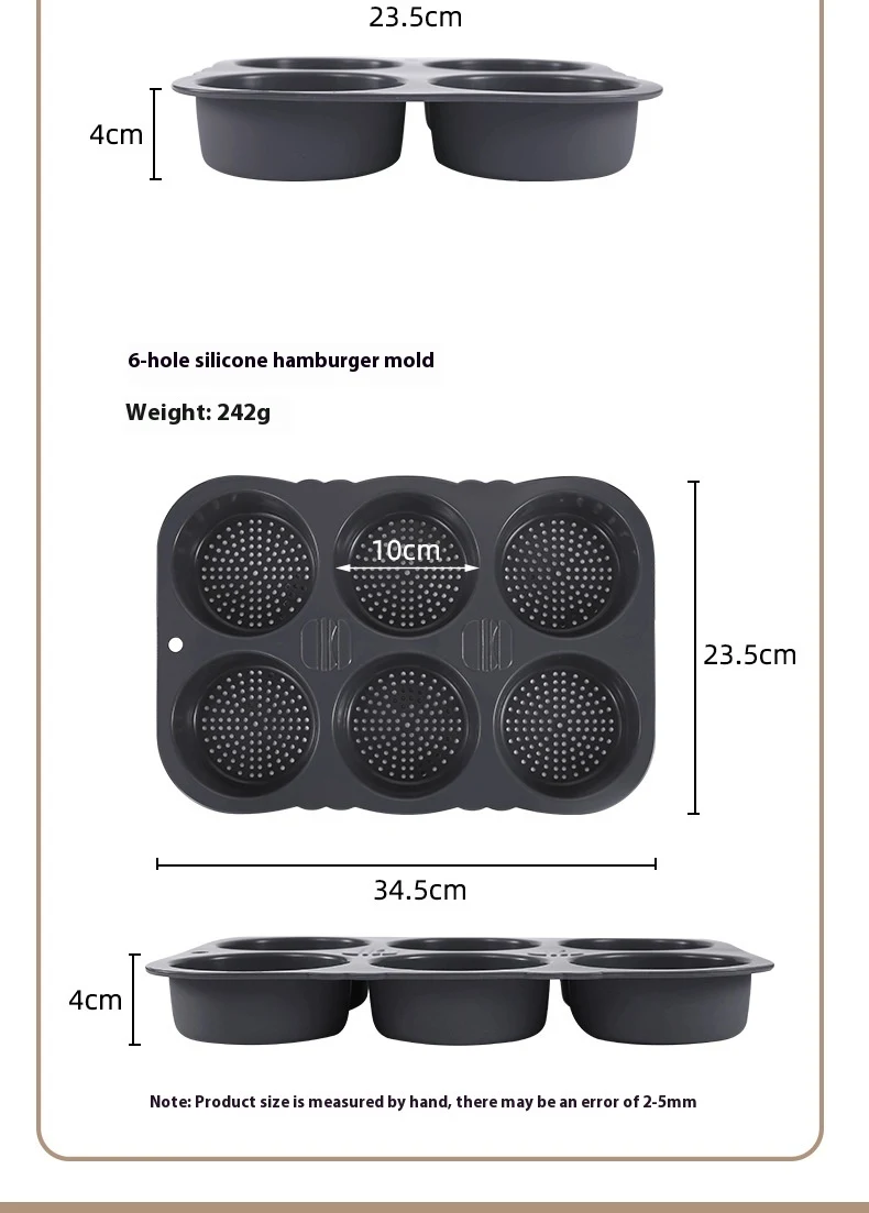 Household Edible Silicone Hamburger Mold, Round, High Temperature Resistant, Multi functional Baking for Delicious Burge — photo 2