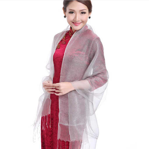 Title 1, Womens Solid Double Organza Fringe Scarf Shawl