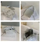 Bolsa de mão com corrente metálica elegante e brilhante, com textura, perfeita para um visual sofisticado e moderno. — foto 6