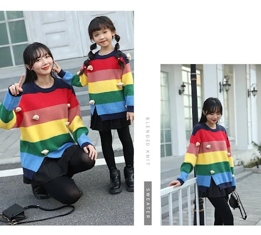 Title 2, Regenbogen-Cartoon-Pullover im koreanischen Stil