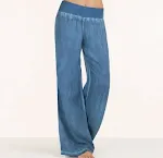 Calças jeans femininas plus size casuais perna larga Conforto e estilo em uma só peça. Perfeitas para um visual despojado e moderno, ideais para o dia a dia. — foto 5
