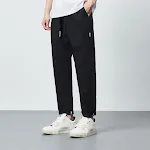 Casual broek van gekamd katoen met elastische tailleband en trekkoord, comfortabel en stijlvol voor dagelijks gebruik en vrije tijd. — foto 2