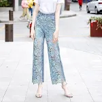 Women's Patchwork Denim Draping Pants — photo 4