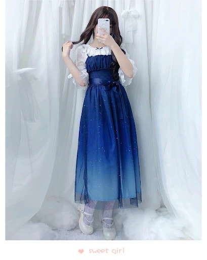 Title 13, Japanese Style Soft Girl Skirt Lolita Starry Sk...