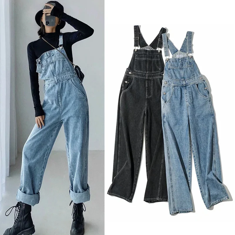 Title 2, Lockere Straight Retro Denim Latzhose für Damen...