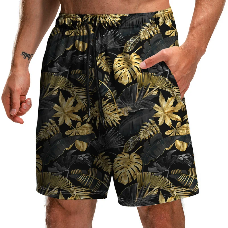 Title 3, Summer New Leaf Series 3D Printed Shorts Loose ...