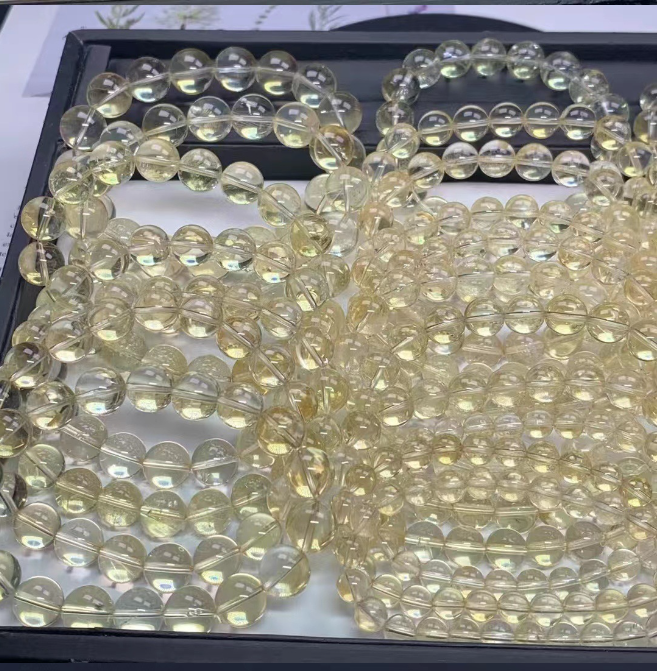 Pulseira de citrino natural do Brasil para homens e mulheres, pulseira de bola de círculo único, adorno de cristal simples e moderno — foto 3