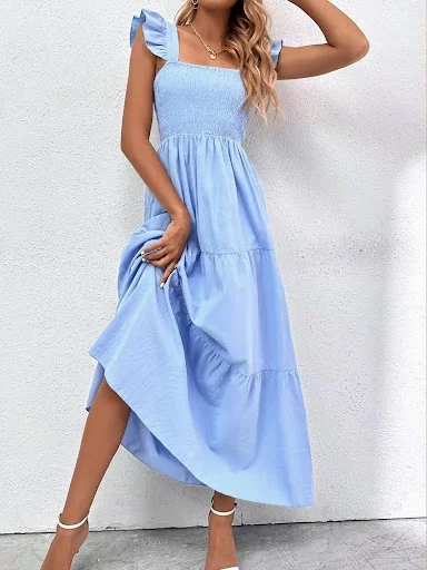 Title 5, Vestido de verano para mujer, cintura alta, tir...