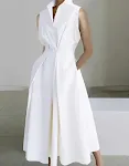 Vestido de temperamento de comprimento médio com gola alta e bolso cinched — foto 5