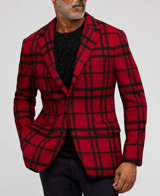 Title 2, Blazer xadrez masculino de um botão e duas file...