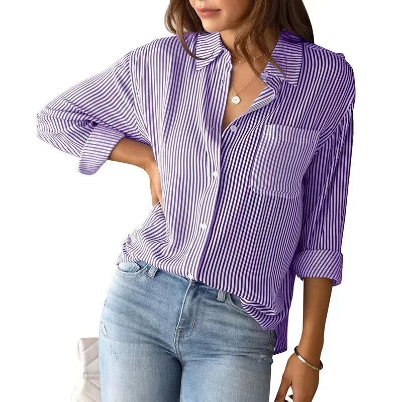 Title 5, Top cardigan casual ampio a righe da donna