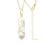 Collar con colgante de bala de piedra natural envuelto a mano, cristal de columna hexagonal para equilibrio y protección. — foto 7