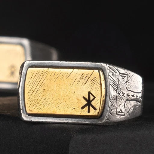 Title 2, Noordse Viking Ring Zilver Inlay Koper Een robu...