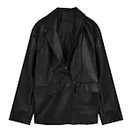 Casaco de couro sintético preto feminino Estilo de terno sofisticado e elegante. Conforto e versatilidade para diversas ocasiões. Um clássico moderno. — foto 7