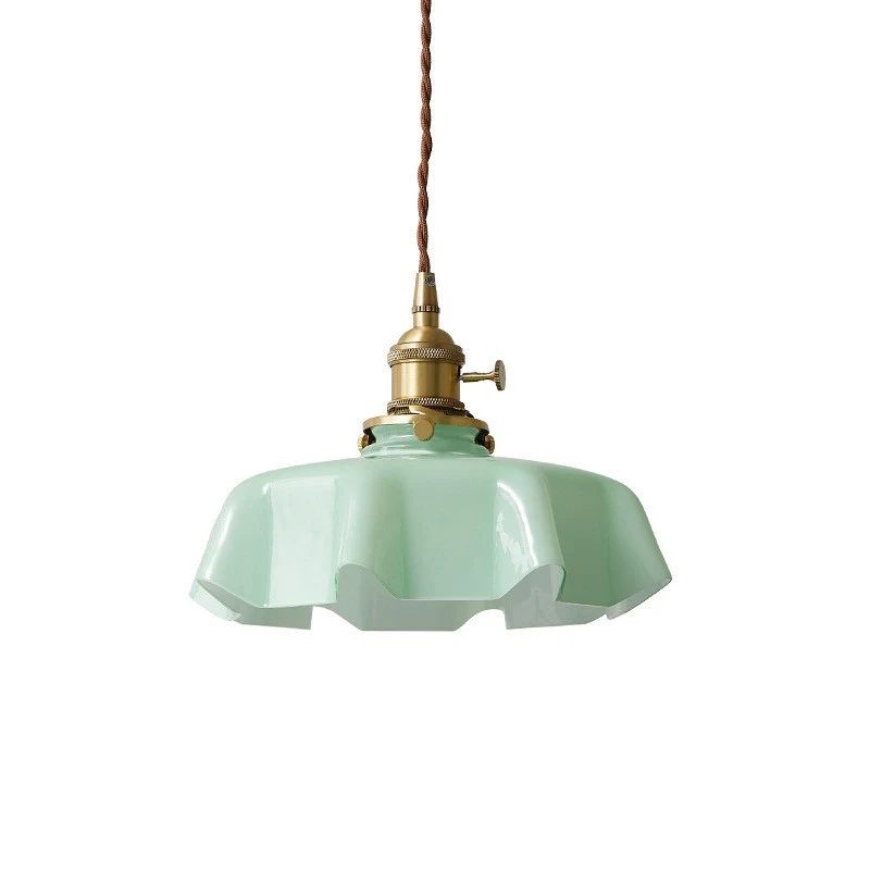 French Cream Nordic Brass Petal Glass Small Droplight, a stylish and elegant lighting solution that adds a touch of warm — photo 2