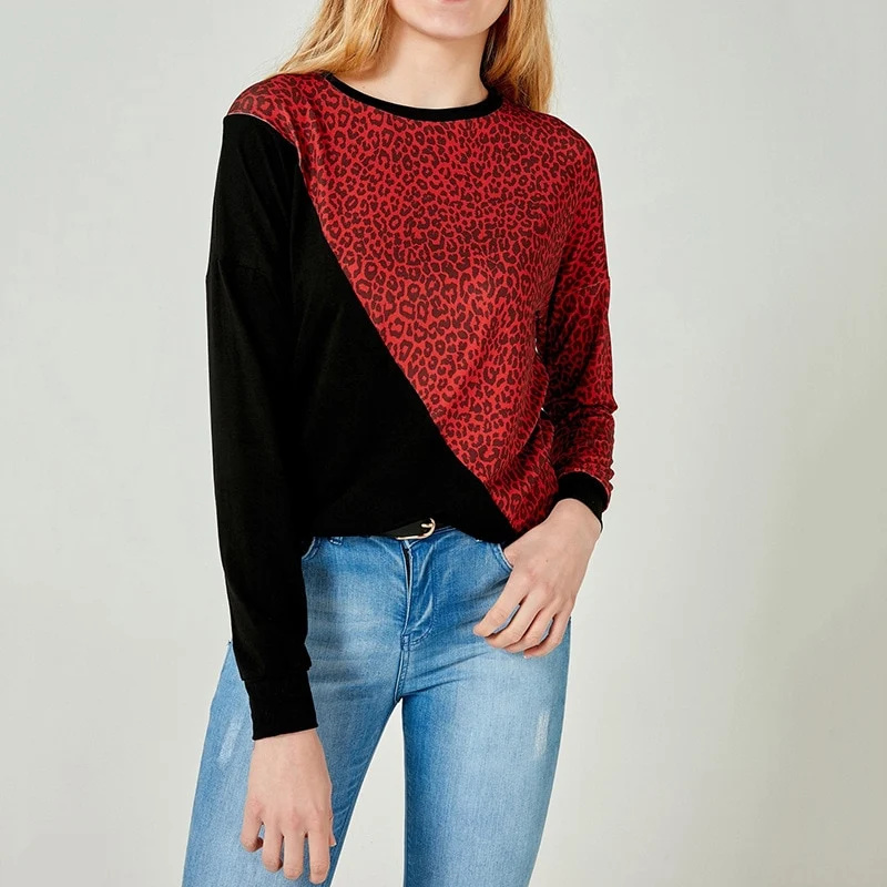 Title 11, Suéter feminino casual com costura em cores con...