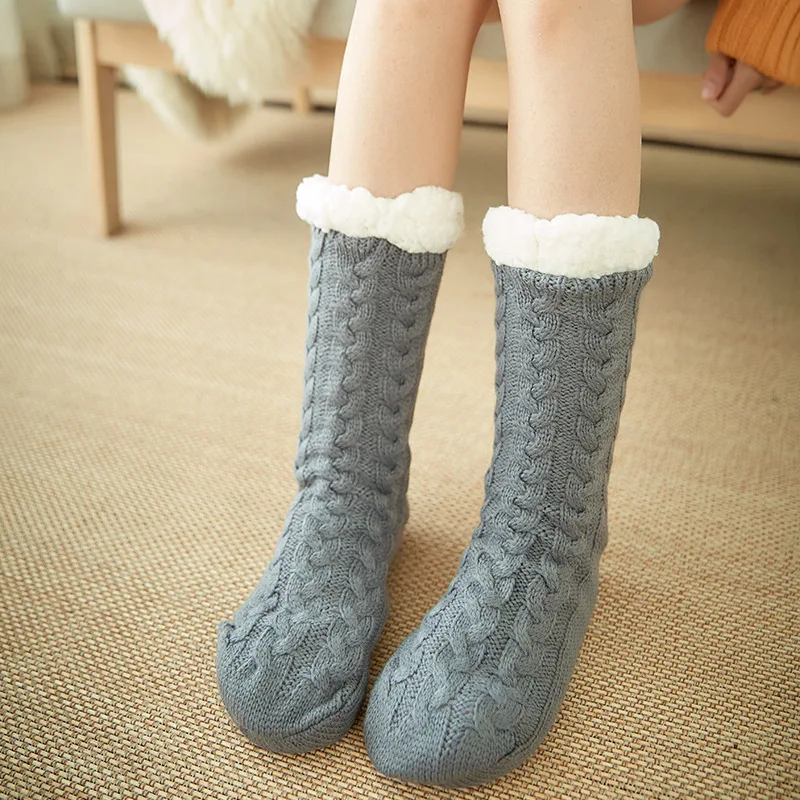Winter Warm Knitted Plush Floor Socks Home Indoor Non-slip Carpet Socks For Men And Women — photo 2
