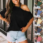 Nieuw T-shirt met korte mouwen Off-the-shoulder dameskleding — foto 7
