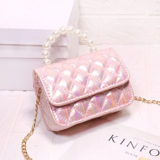 Title 5, Bright PU Fashion Pearl Handbag Trendy Messenge...