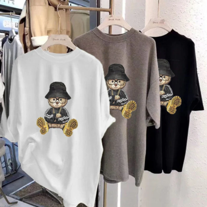 Nieuwe losse Koreaanse stijl net rood T-shirt met korte mouwen dames — foto 5