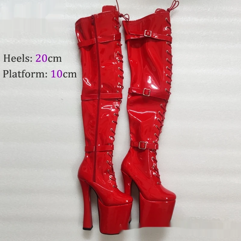 20CM Plateau Over-the-knee laarzen met ultralange hak. Maak een statement met deze opvallende en trendy laarzen! — foto 6
