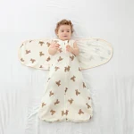 Saco de dormir para bebê com colete, gaze de algodão 4 camadas, faixa na barriga, anti-susto, Gro-bag, sono tranquilo — foto 27