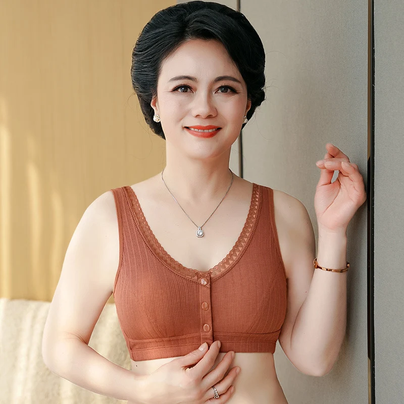 Elderly Women's Cotton Front Buckle Bra, Large Size, Thread Baby Cotton, comfortable support for everyday wear. — photo 5