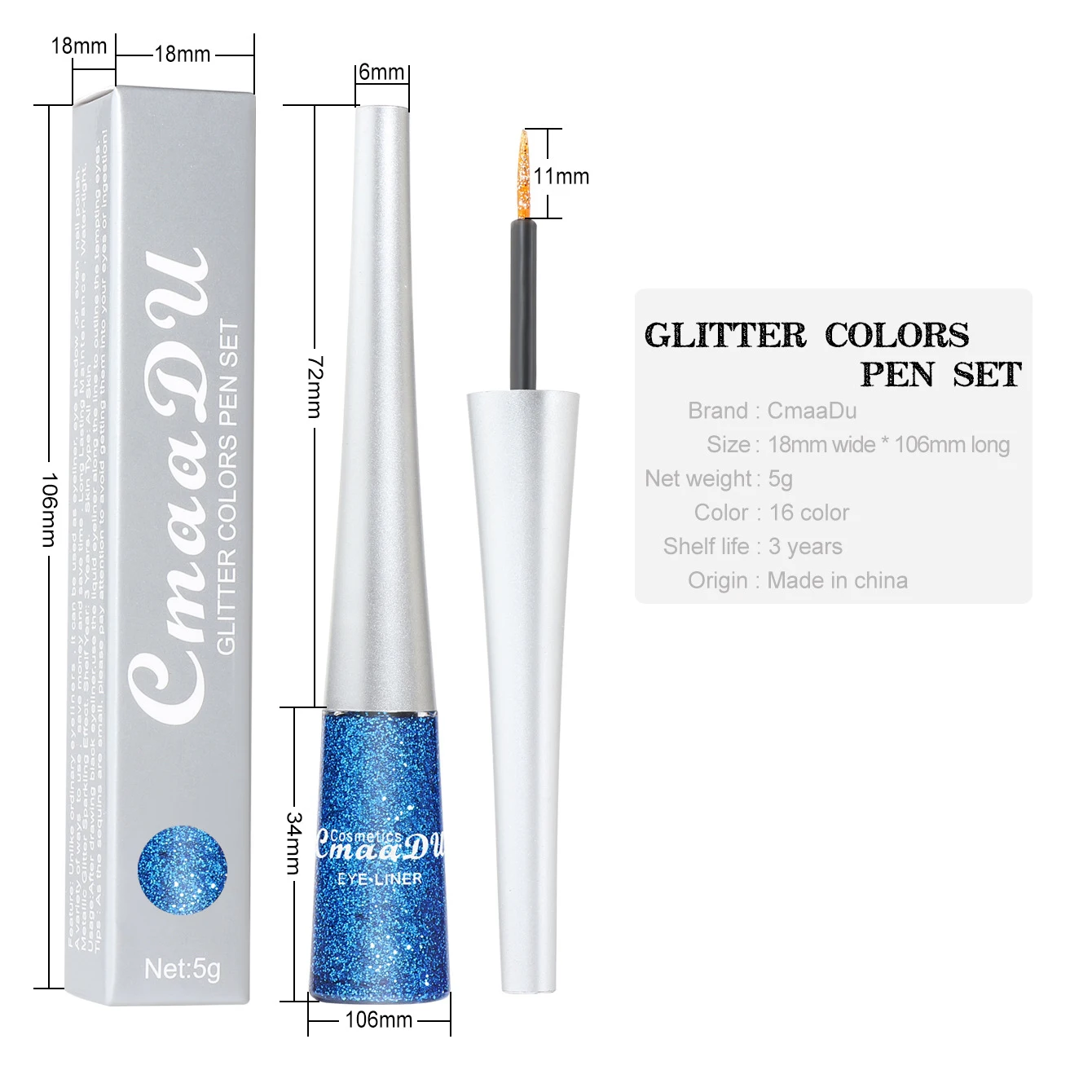 Title 12, 16 Colors Glittery Powder Sequin Burst Eyeliner...
