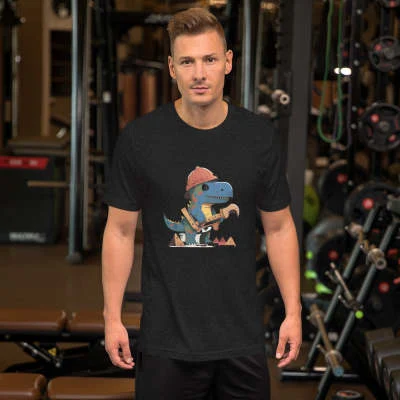 T-Rex Construction Worker T-shirt. A fun and engaging shirt for young builders and dinosaur enthusiasts. Inspire imagina — photo 1