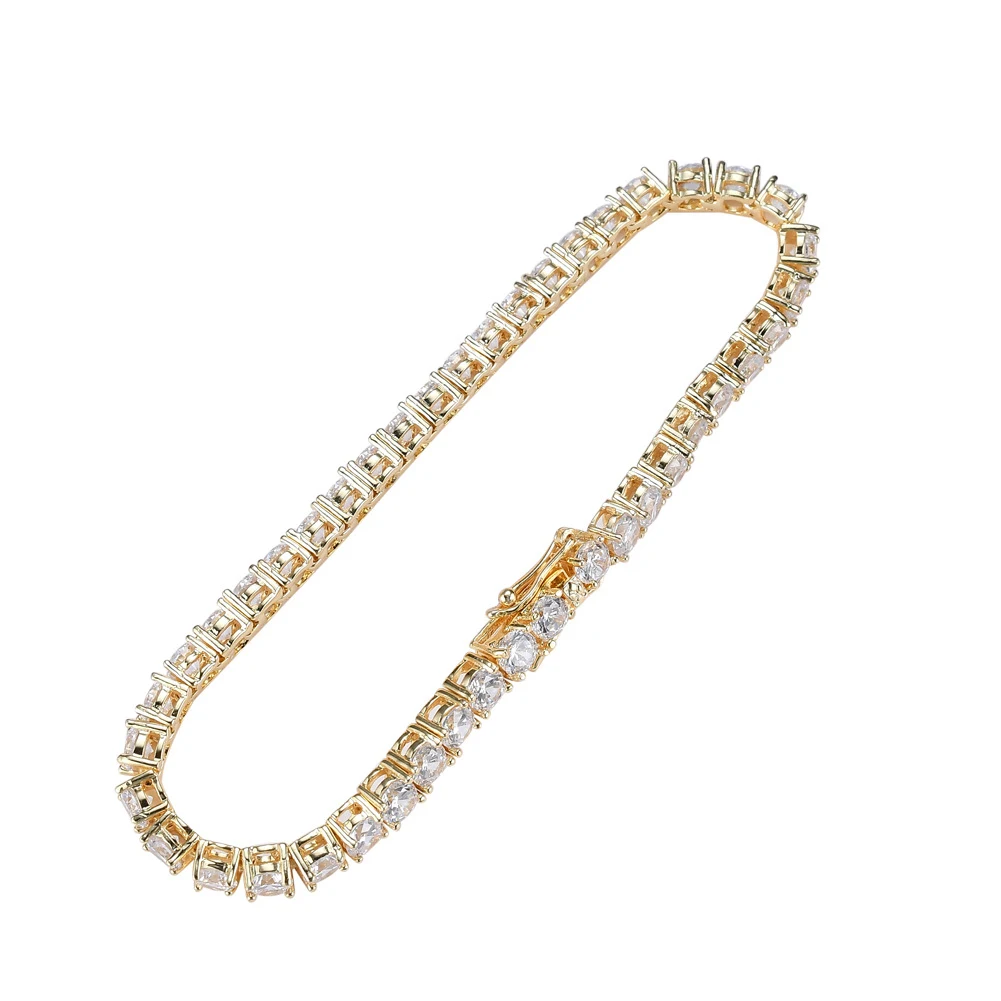 Pulseira Hip Hop Corrente de Tênis Cobre Zircônia Micro Inserida 3mm 4mm 5mm Fila Única Brilho Sofisticado Para um Visual Impactante — foto 4