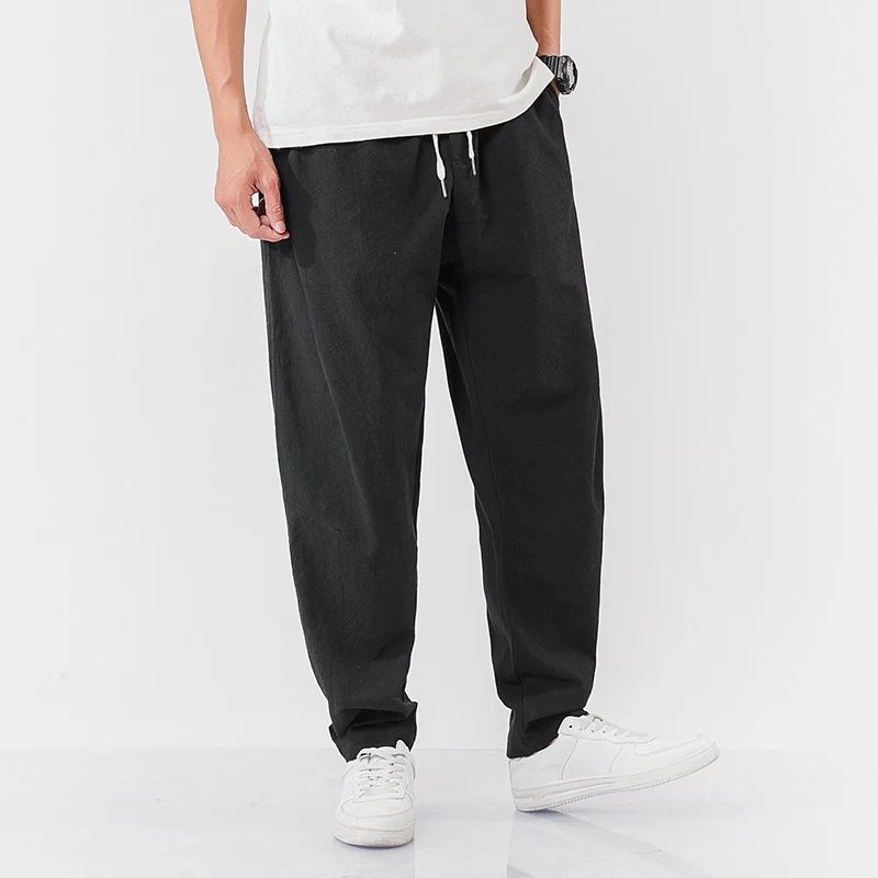 Men's Chinese Style Cotton and Linen Pants, Trendy Loose Wide-leg Harem Pants, Comfortable and Stylish for Casual Wear a — photo 5