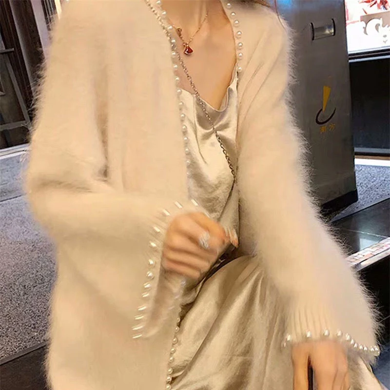 Title 2, Warm Heavy Industry Nail Pearl Mink Cardigan Mi...
