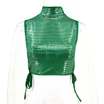 Top feminino de lantejoulas para balada, com corda lateral elástica e sexy. Perfeito para noites de festa, realçando sua beleza e estilo. — foto 8