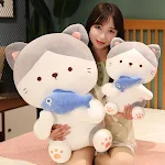 Boneca de pelúcia de gato fofa para meninas, perfeita para abraçar e dormir. Uma amiga felina macia para aconchego e sonhos. — foto 5