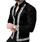 Fashion Men's Printed Middle-aged Long-sleeved Shirt. Comfortable and stylish, perfect for a sophisticated look in any s — photo 1