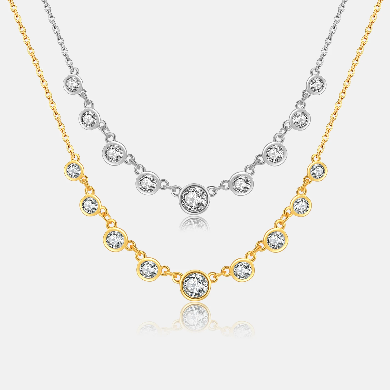 Colar de diamantes de moda S925 em prata, um acessório elegante e brilhante para complementar seu visual com sofisticação e charme. — foto 14