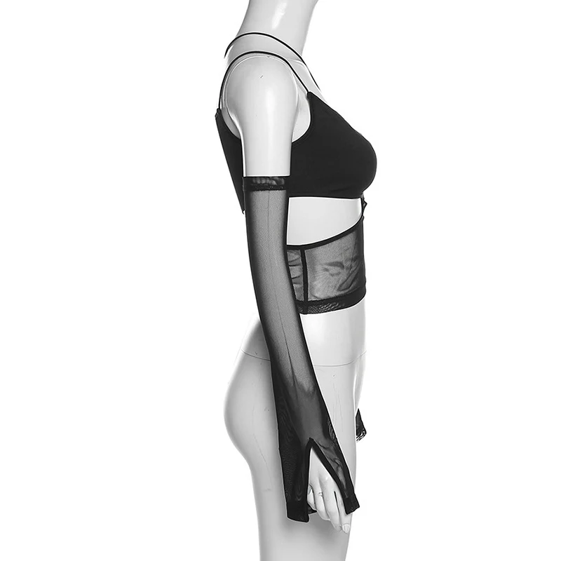 Women's Clothing Slim Fit Midriff-baring Fashion Hollowed-out Mesh Vest — photo 2