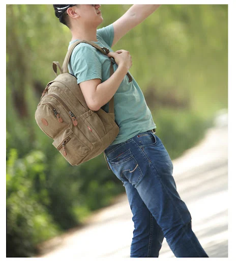 Title 4, Mens Casual Canvas Backpack Large Capacity Per...