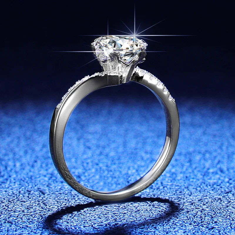 Anel de prata S925 com moissanite de 1 quilate, cor D. Brilho deslumbrante e beleza atemporal, perfeito para um presente inesquecível. — foto 5