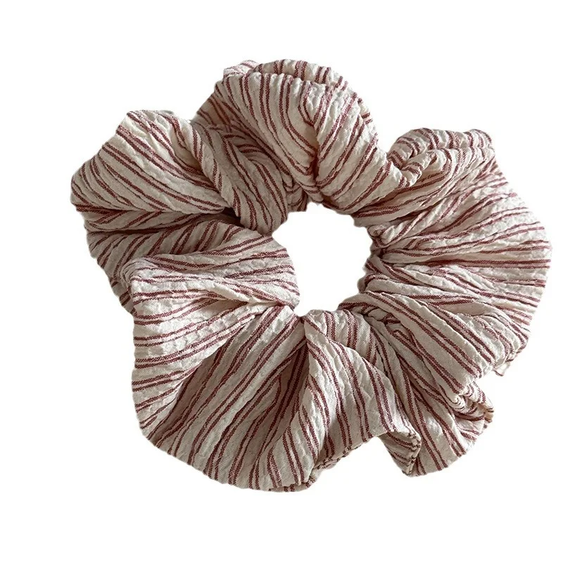 Scrunchie esportivo casual listrado, estilo retrô com efeito de intestino grosso, ideal para prender o cabelo com charme. — foto 12