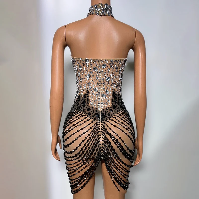 Title 4, Halter Bead Necklace Sheath Dress