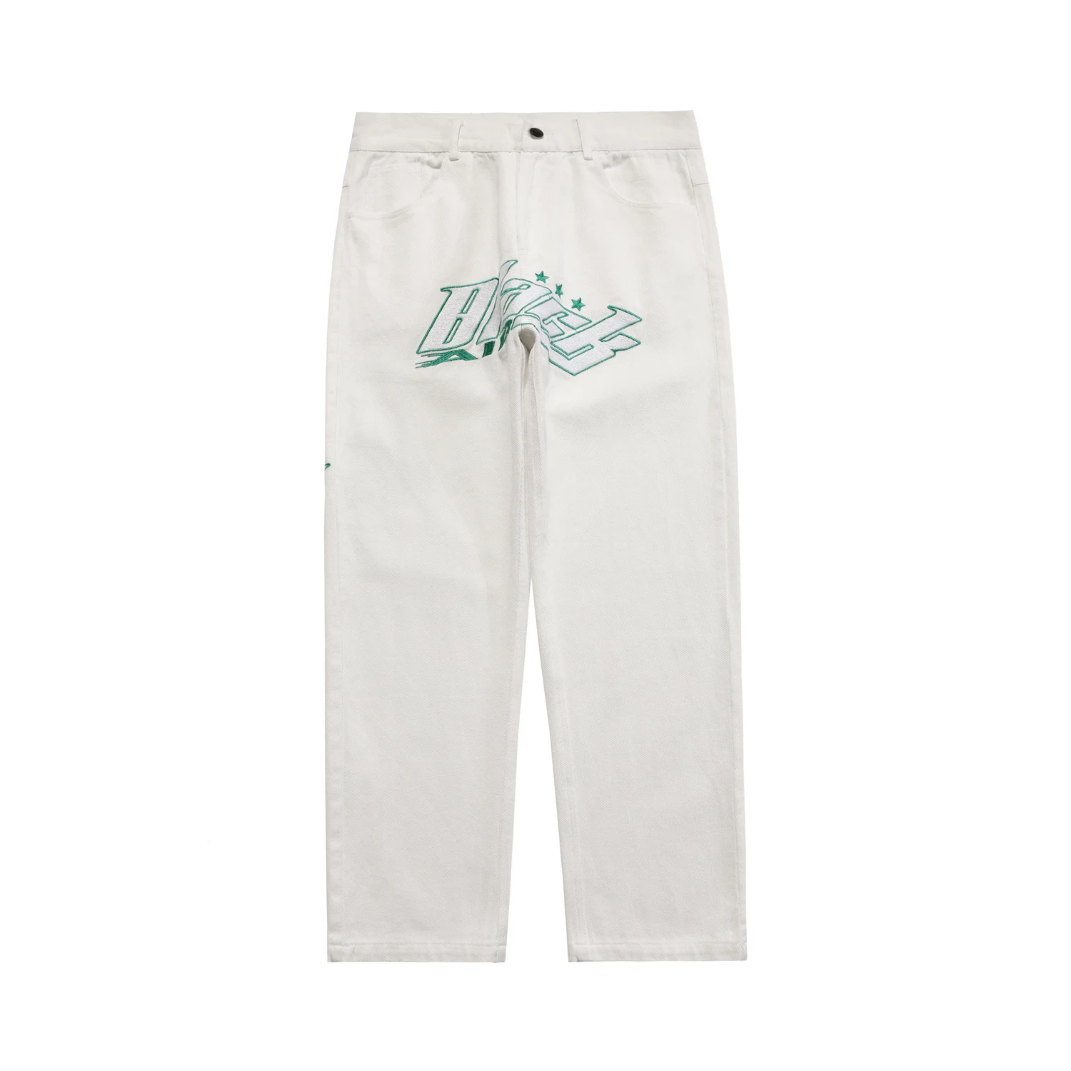 Jean droit ample brodé style hip hop urbain pour homme, confortable, tendance et parfait pour un look décontracté au quotidien. — photo 5