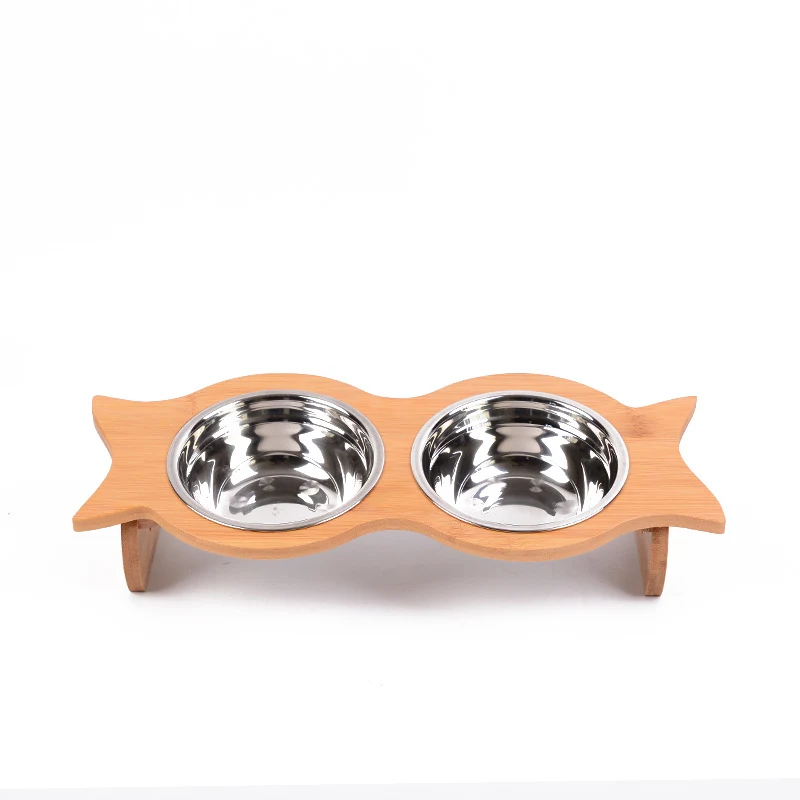 Title 4, Bamboo Wooden Cat Bowl Meow Xianer, Rice Bowl a...