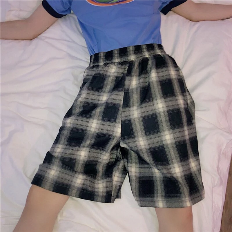 Yazlık Kore tarzı Harajuku pantolon, bol kesim, yüksek bel, düz paça şort, rahat pantolon, erkek ve kadınlar için ideal. — Fotoğraf 1