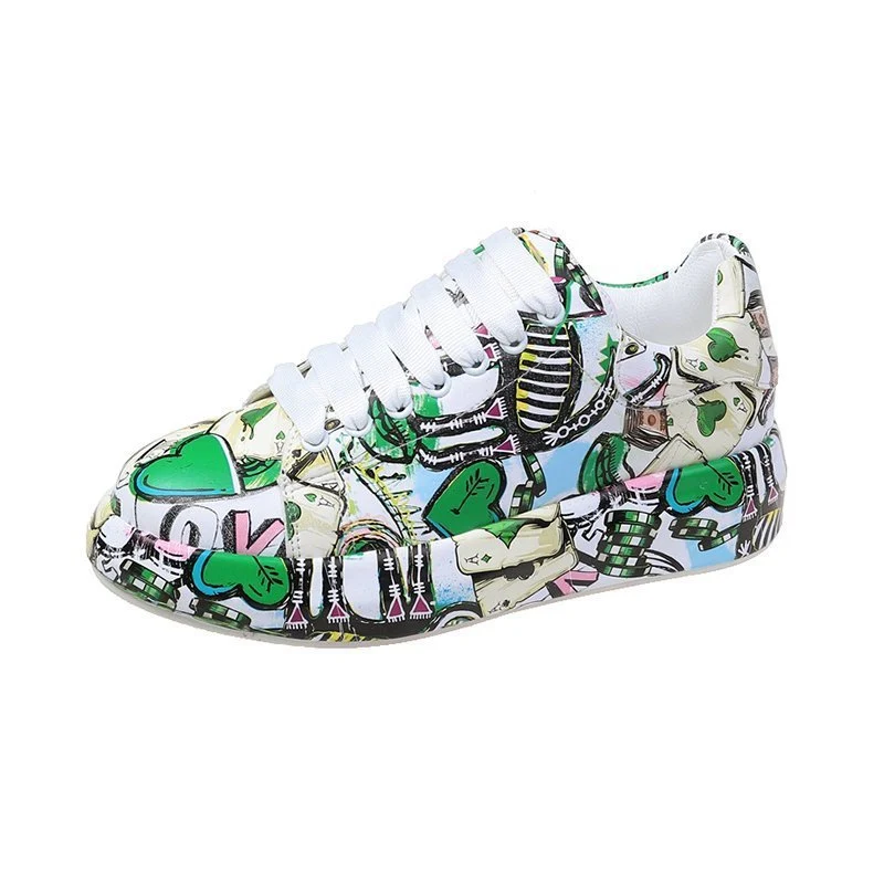 Tênis Casuais Femininos Plataforma Estampados Estilo Sneaker Conforto e Moda para o Dia a Dia Sapatos Pintados com Design Moderno e Atraente — foto 8