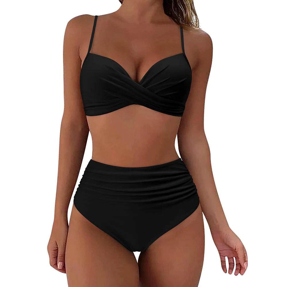 Title 4, Printed two-piece push-up bikini high waist swi...