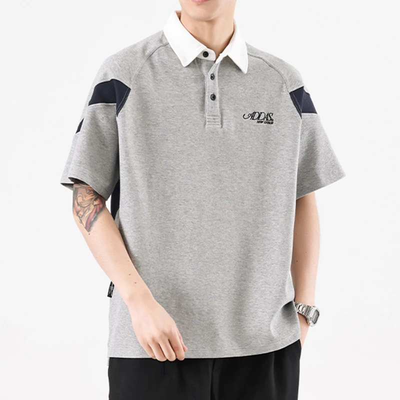 Camisa Polo American Stitching com contraste de cor masculina para o verão. Conforto e estilo para o calor. Perfeita para o dia a dia. — foto 5